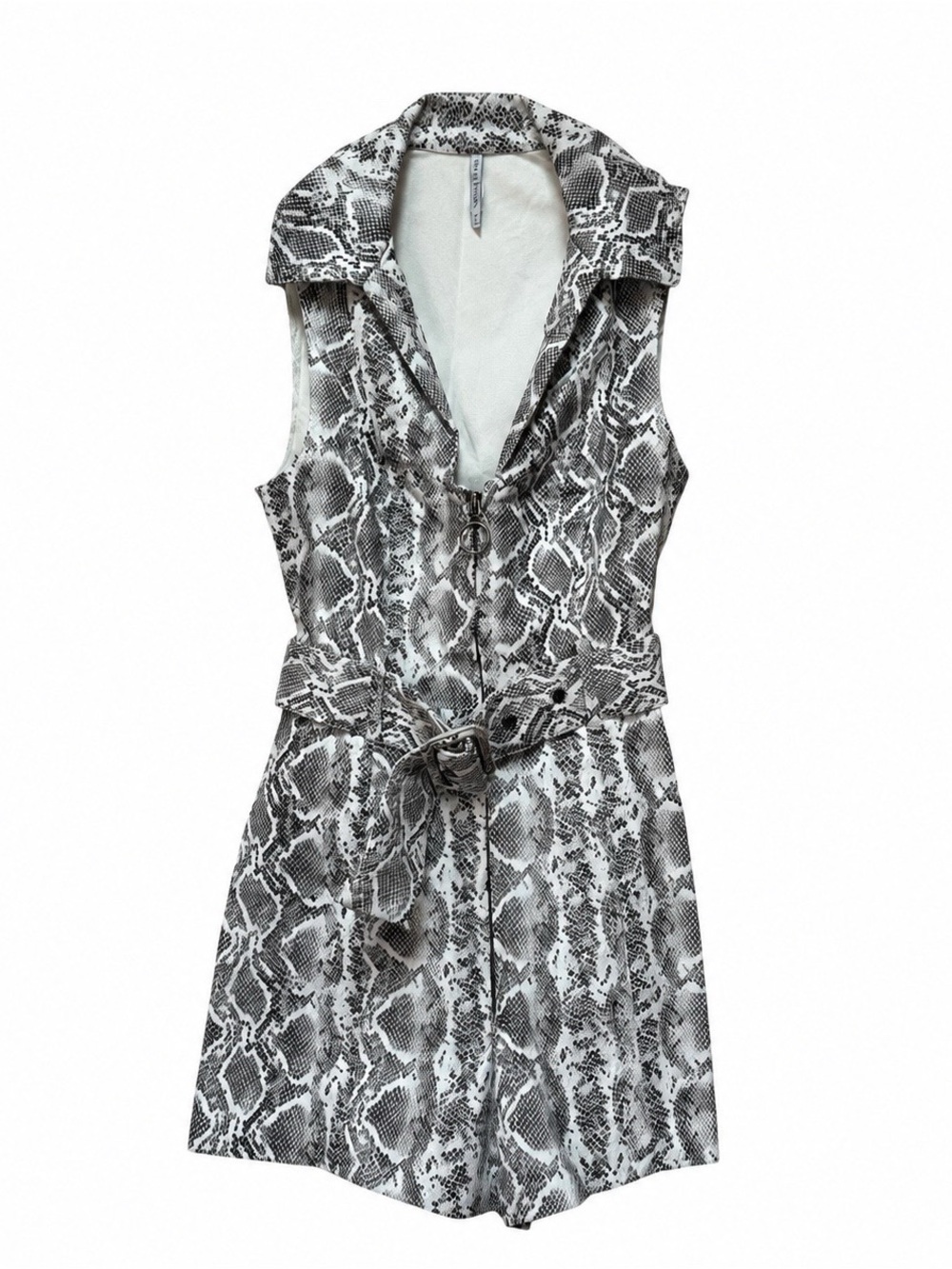 Urban Outfitters Viper XS Faux Leather Snake Print Belted Romper Y2K